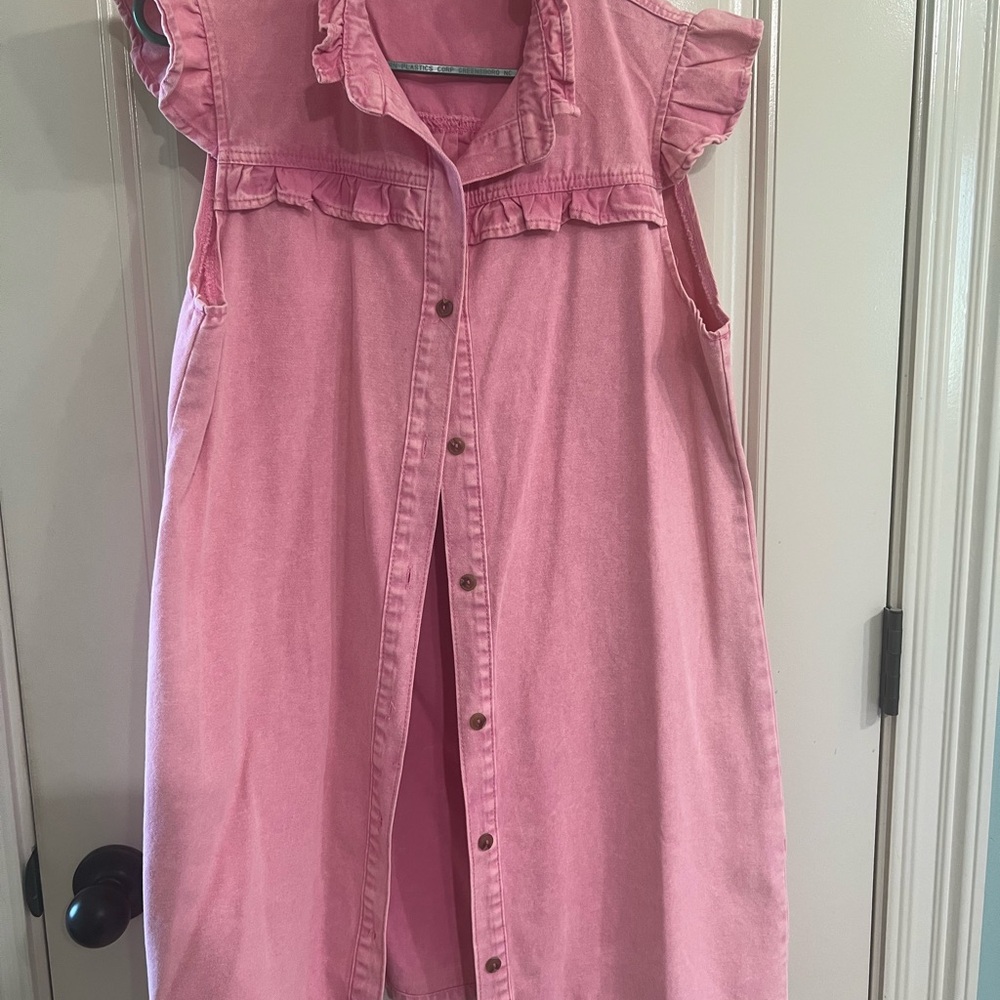 Pink Button-Down Sleeveless Dress